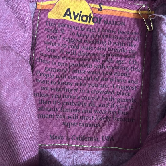 Aviator Nation ESSENTIAL RELAXED PULLOVER HOODIE - FADED BERRY NWT MSRP $180 S - Picture 7 of 7